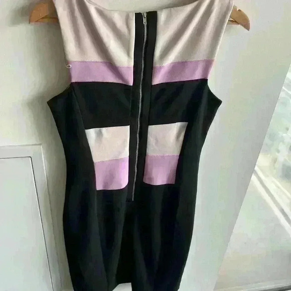 Vintage Maggie London Women’s Bodycon Purple Black Geometric Formal Dress Medium - Picture 6 of 10